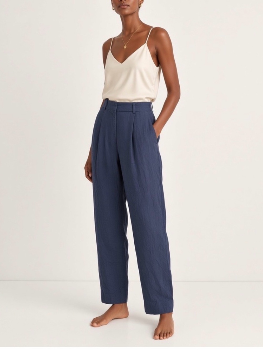 Banana Republic Navy Wide-Leg High-Rise Pants